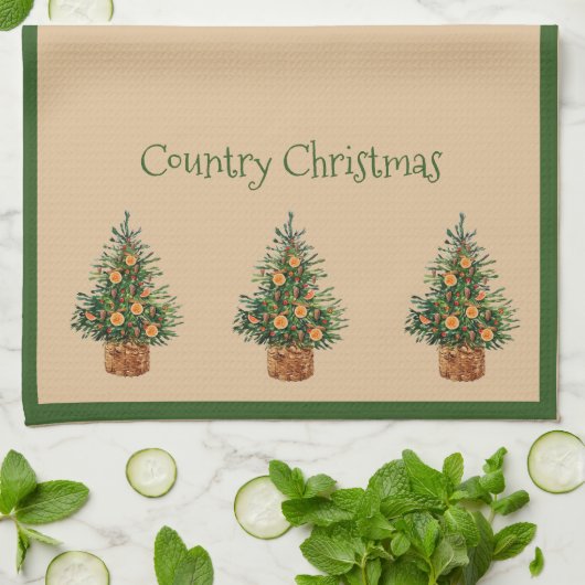 ホリデーカントリークリスマスヴィンテージタイポグラフィ キッチンタオル (折り畳み)