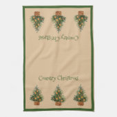 ホリデーカントリークリスマスヴィンテージタイポグラフィ キッチンタオル (縦)
