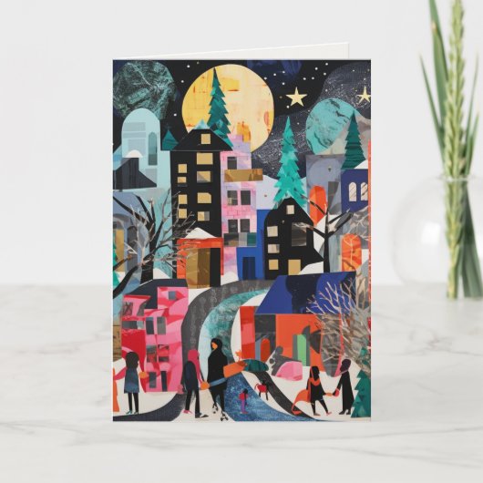 ホリデーカードと抽象芸術ビレッジシーン シーズンカード (正面)