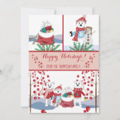 ホリデーカードテンプレート |ホッキョクグマとベリー (正面)