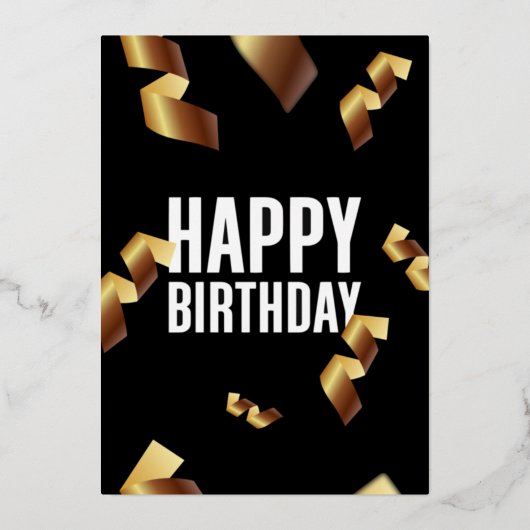 ホリデーカードハッピーバースデー黒の背景 箔シーズンカード (正面)