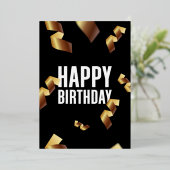 ホリデーカードハッピーバースデー黒の背景 箔シーズンカード (立ち正面)