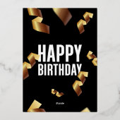 ホリデーカードハッピーバースデー黒の背景 箔シーズンカード (裏面)