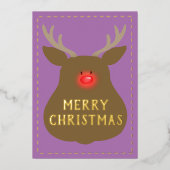 ホリデーカードレッドノーズトナカイ 箔シーズンカード (正面)