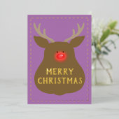 ホリデーカードレッドノーズトナカイ 箔シーズンカード (立ち正面)