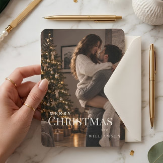 ホリデーカード クリスマス トレンディ 2 写真 カップル 招待状