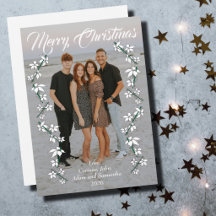 ホリデーカード クリスマス 写真 年 白 フォント