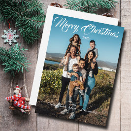 ホリデーカード クリスマス 写真 年 白 フォント