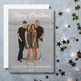 ホリデーカード クリスマス 写真 年 白 フォント