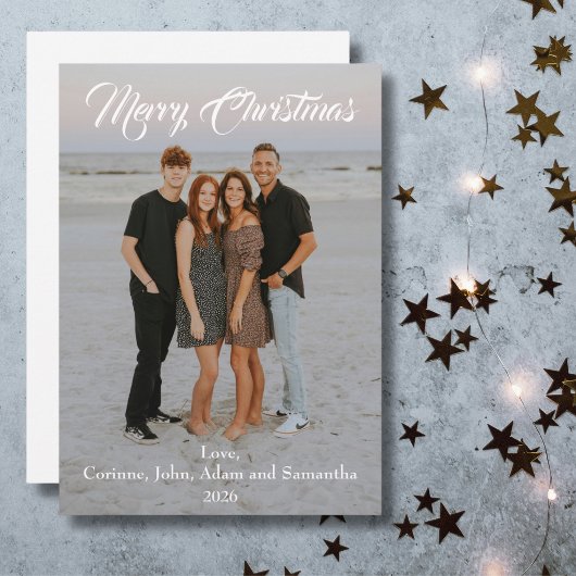 ホリデーカード クリスマス 写真 年 白 フォント