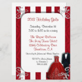 ホリデーガラ招待状インレッドアンドシルバー 招待状 (正面/裏面)