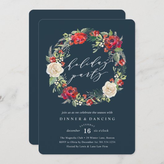 ホリデーガーデンリースパーティの招待状 招待状 (正面/裏面)