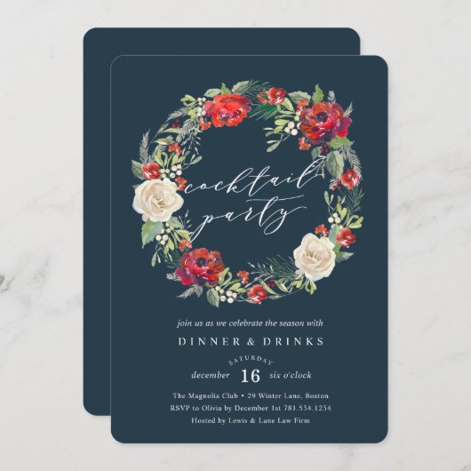 ホリデーガーデンリースパーティーのご招待 招待状 (正面/裏面)