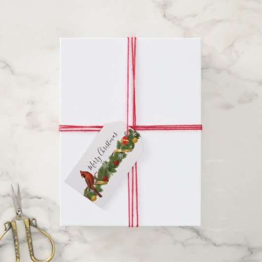 ホリデーガーランドアンド（鳥）ショウジョウコウカンチョウギフトラベル ギフトタグ (より糸付き)