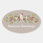 ホリデーガーランドクリスマスシーズンのご挨拶 楕円形シール (正面)