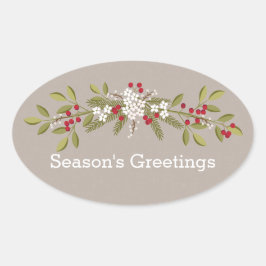 ホリデーガーランドクリスマスシーズンのご挨拶 楕円形シール