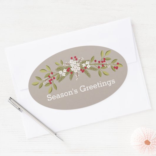 ホリデーガーランドクリスマスシーズンのご挨拶 楕円形シール (封筒)