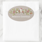 ホリデーガーランドクリスマスシーズンのご挨拶 楕円形シール (バッグ)