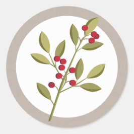 ホリデーガーランドクリスマスベリー封筒用シール ラウンドシール