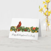 ホリデーガーランド及び(鳥)ショウジョウコウカンチョウ折り返しグリーティングカード カード (黄色い花)