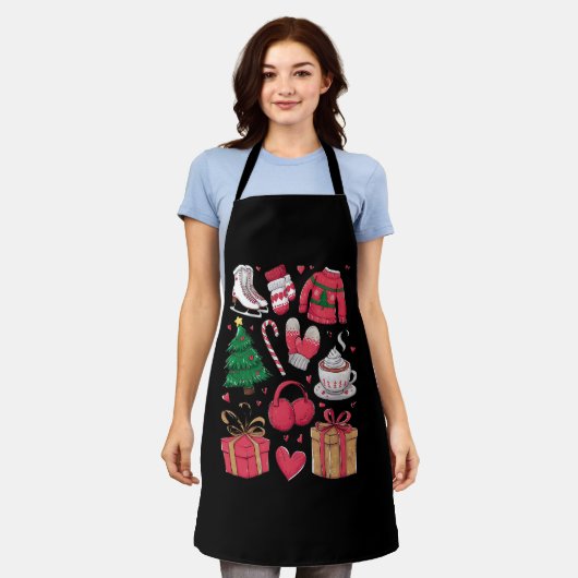 ホリデーガールズキュートなコスチュームおもしろいクリスマス エプロン (着用した状態)