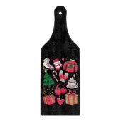 ホリデーガールズキュートなコスチュームおもしろいクリスマス カッティングボード (正面)