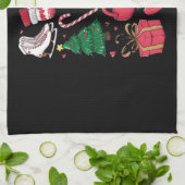 ホリデーガールズキュートなコスチュームおもしろいクリスマス キッチンタオル (折り畳み)