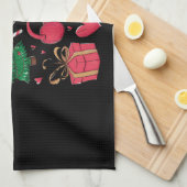 ホリデーガールズキュートなコスチュームおもしろいクリスマス キッチンタオル (四つ折り)