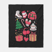 ホリデーガールズキュートなコスチュームおもしろいクリスマス フリースブランケット (正面)