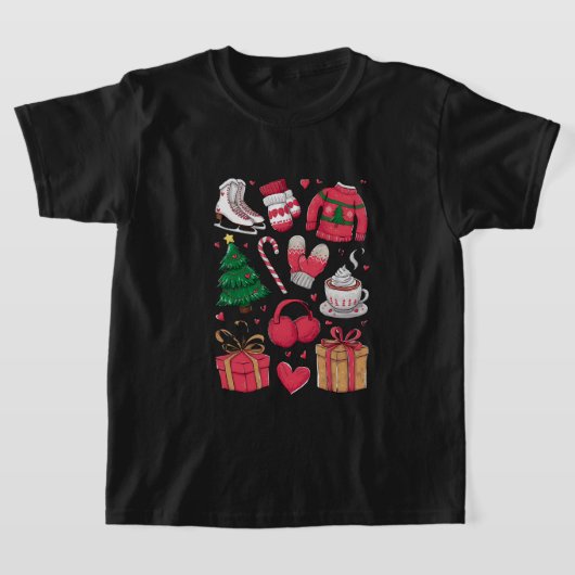 ホリデーガールズキュートなコスチュームおもしろいクリスマス Tシャツ (レイダウン)