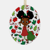 ホリデーガールポニテールクリスマス セラミックオーナメント (右)