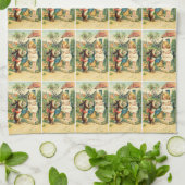 ホリデーガール&バニーヴィンテージイースターキッチンタオル キッチンタオル (折り畳み)