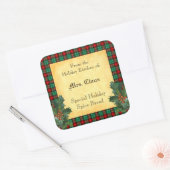 ホリデーキッチンオブホリープレイドベーキングステッカー スクエアシール (封筒)