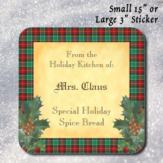 ホリデーキッチンオブホリープレイドベーキングステッカー スクエアシール