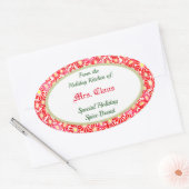 ホリデーキッチンオブポインセチアベーキングステッカー 楕円形シール (封筒)