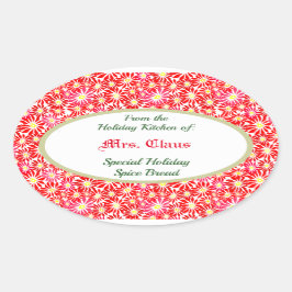 ホリデーキッチンオブポインセチアベーキングステッカー 楕円形シール