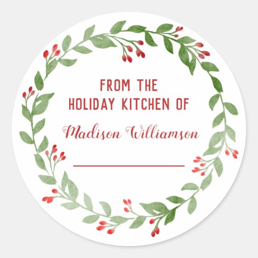 ホリデーキッチンキャニングから |自家製ジャム ラウンドシール (正面)