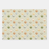 ホリデーキャッツ金ゴールド幾何学的フローラオーナメント ラッピングペーパーシート (正面3)