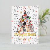 ホリデーキャットとキットンクリスマスツリーレッド 箔シーズンカード (立ち正面)