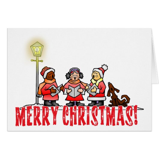 ホリデーキャロラーが歌うメリークリスマスカード (正面横)
