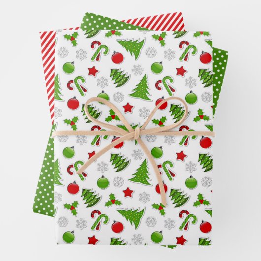 ホリデーキャンディカネススノーフレークスホリースターズドードルズ ラッピングペーパーシート (インサイチュ)