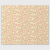 ホリデーキャンディーケインハートクリスマスシームレス ラッピングペーパー (フラット)