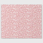 ホリデーキャンディーケインハートクリスマスピンクシームレス ラッピングペーパー (フラット)