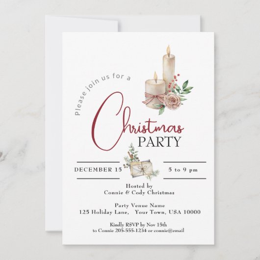 ホリデーキャンドルクリスマスパーティー 招待状 (正面)