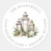 ホリデーキャンドルグリーン クリスマス 返送先住所 ラウンドシール (正面)