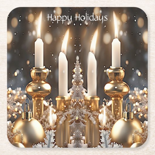 ホリデーキャンドル紙コースター スクエアペーパーコースター (正面)