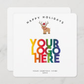 ホリデーキュートなトナカイのビジネスのロゴクリスマスカード (正面/裏面)