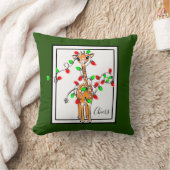 ホリデーキリン – 赤と緑のライト クッション (ブランケット)