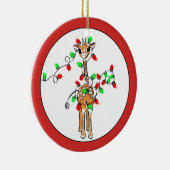 ホリデーキリン – 赤と緑のライト セラミックオーナメント (右)