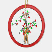 ホリデーキリン – 赤と緑のライト セラミックオーナメント (左)